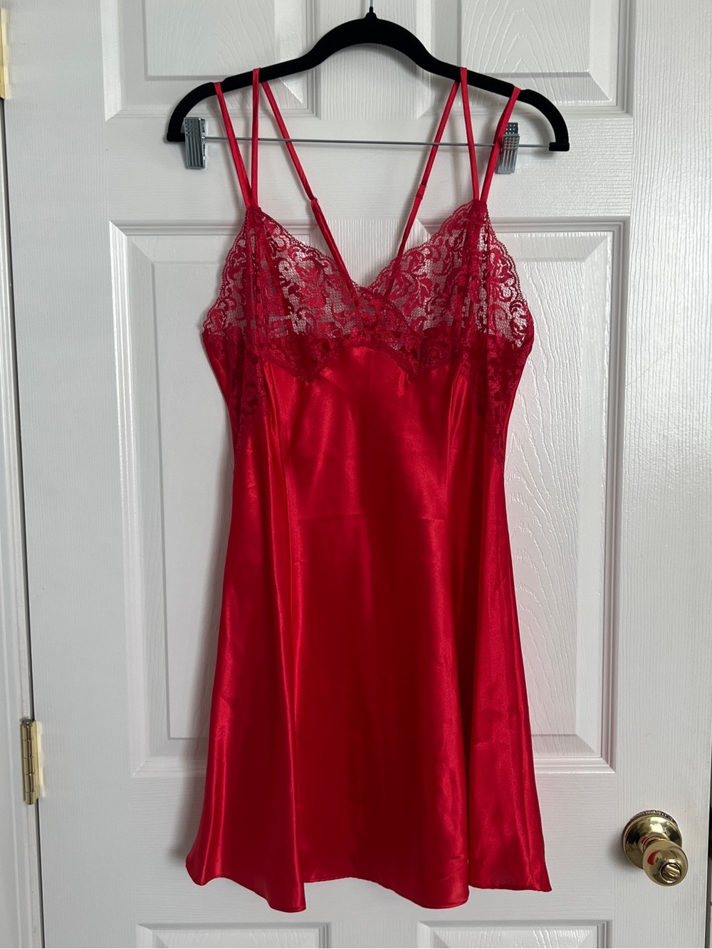 Victoria's Secret Red Satin Lace Chemise Size M